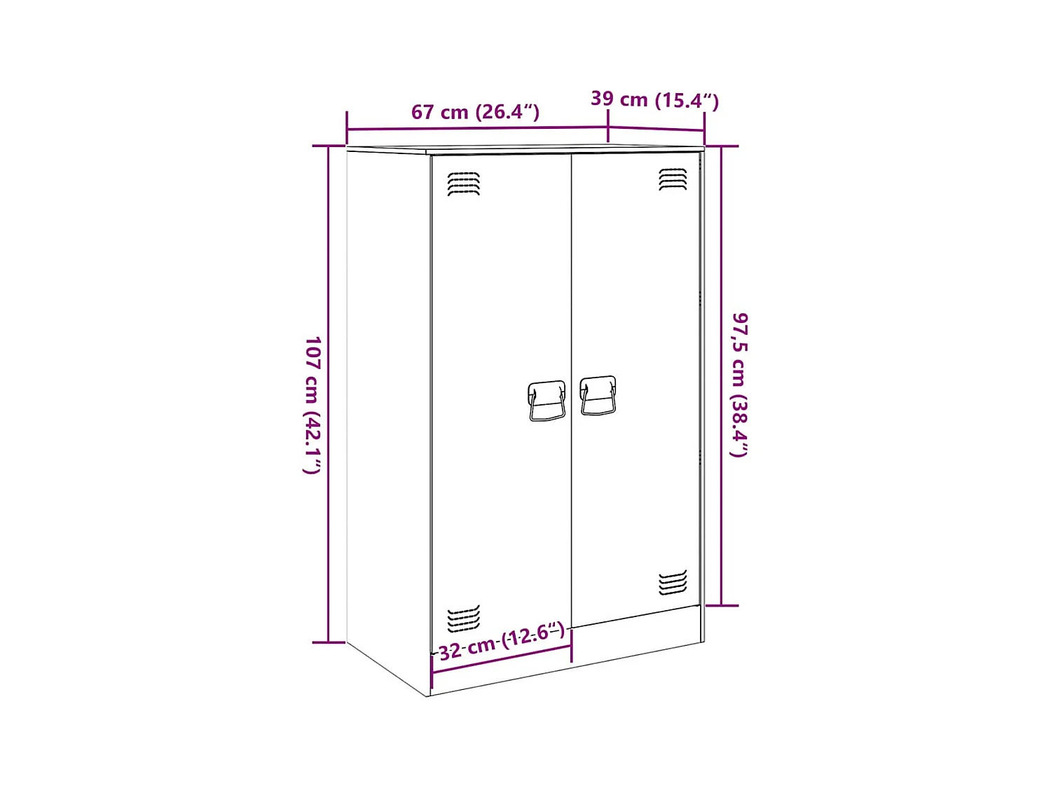 Aparador de acero antracita 67x39x107 cm