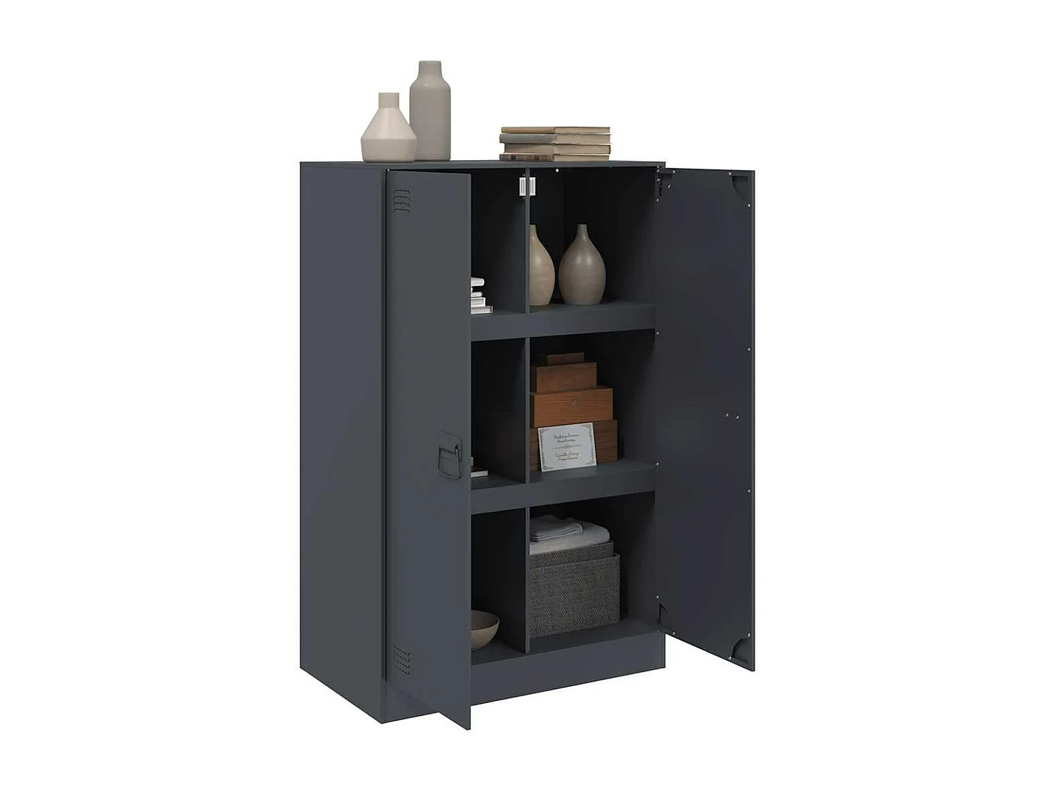 Dressoir 67x39x107 cm staal antracietkleurig