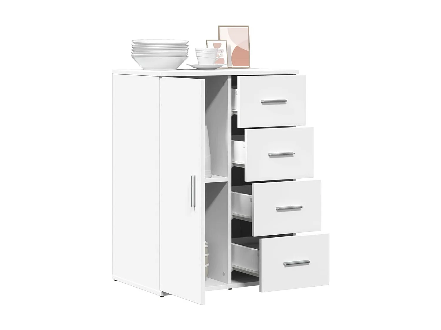 Dressoir 59x39x80 cm bewerkt hout wit