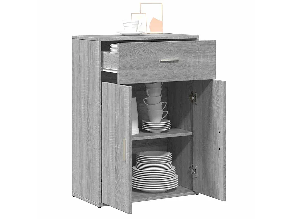 Dressoir 60x30x84 cm bewerkt hout grijs sonoma eikenkleurig