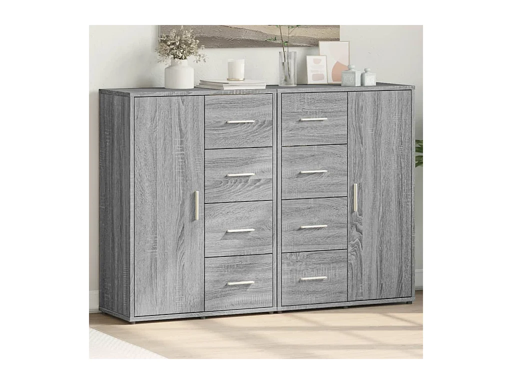 Buffets 2 pcs sonoma gris 60x31x84 cm bois d'ingénierie