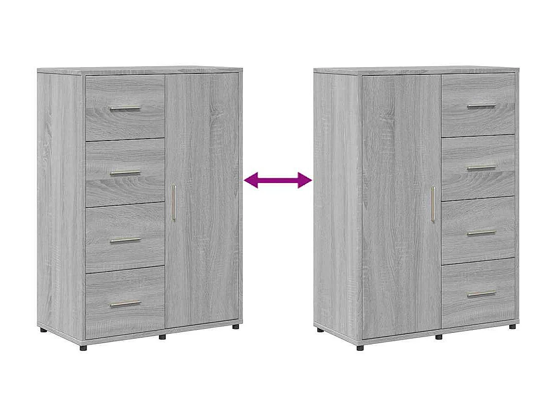 Buffets 2 pcs sonoma gris 60x31x84 cm bois d'ingénierie