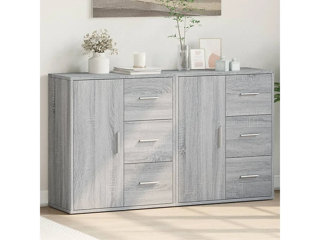 Sideboards 2 Stk. Grau Sonoma-Eiche 60x31x70 cm Holzwerkstoff