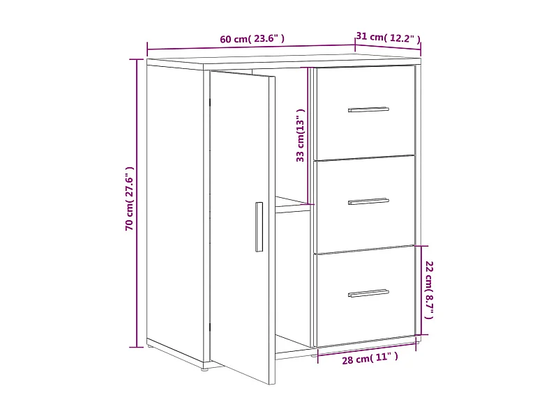 Buffets 2 pcs sonoma gris 60x31x70 cm bois d'ingénierie