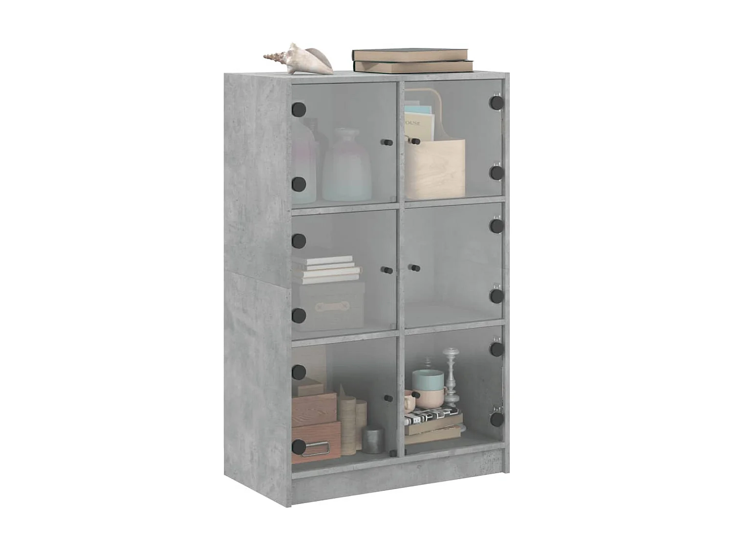 Credenza con Ante Grigio Cemento 68x37x109 cm Legno Multistrato