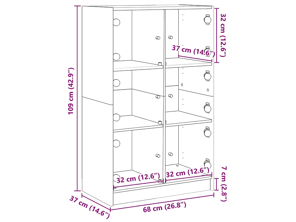 Highboard mit Türen Betongrau 68x37x109 cm Holzwerkstoff