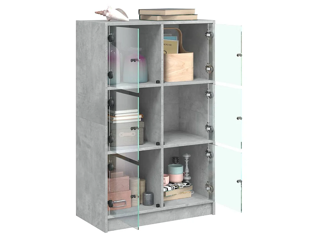 Highboard mit Türen Betongrau 68x37x109 cm Holzwerkstoff