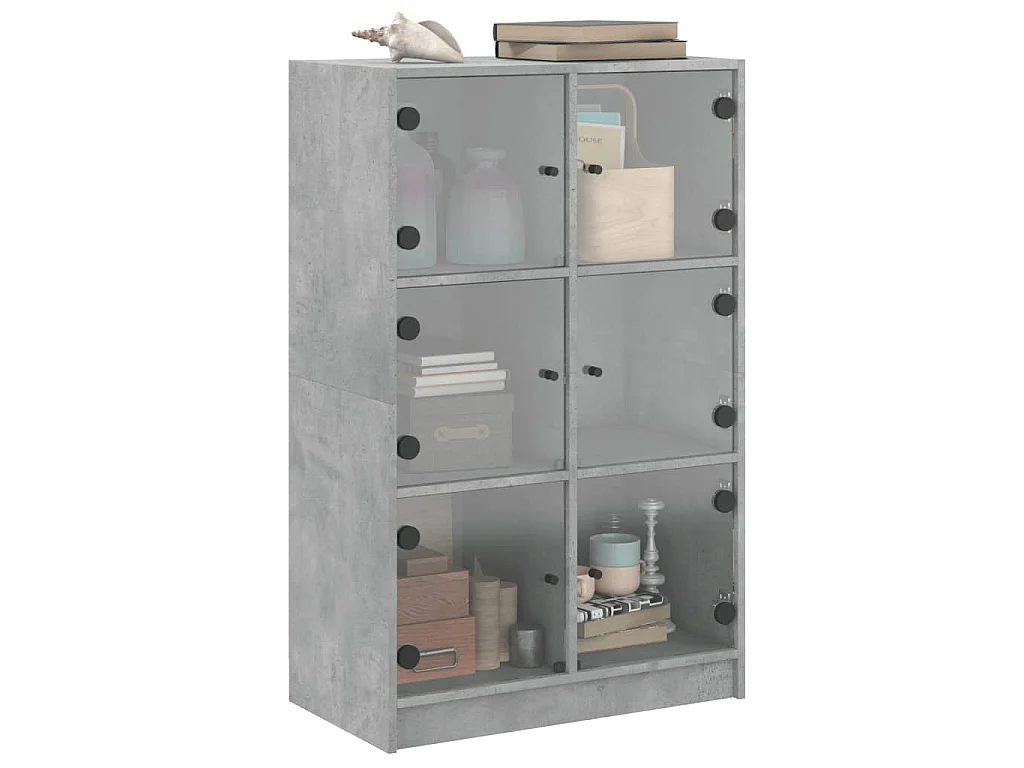 Highboard mit Türen Betongrau 68x37x109 cm Holzwerkstoff