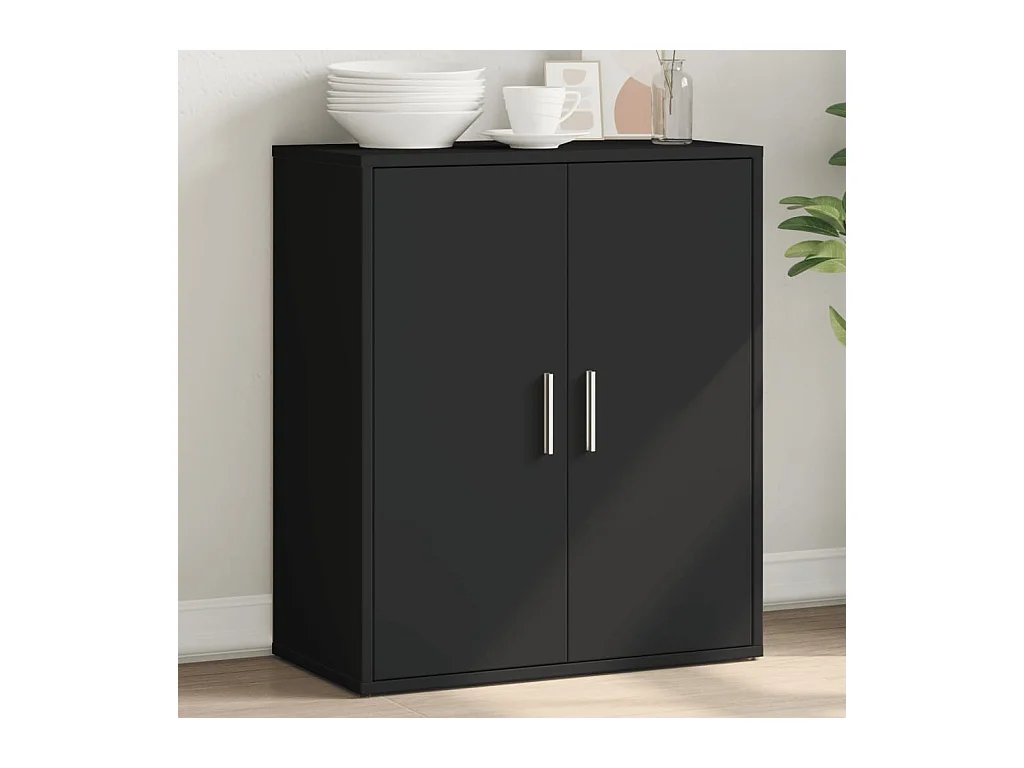Buffet noir 60x31x70 cm bois d'ingénierie