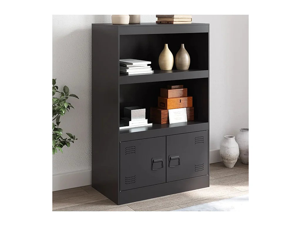 Buffet noir 67x39x107 cm acier