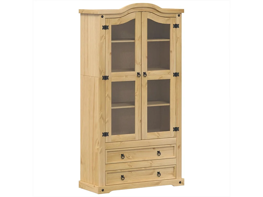 Armario con vitrina Corona madera maciza pino 99x43x187 cm
