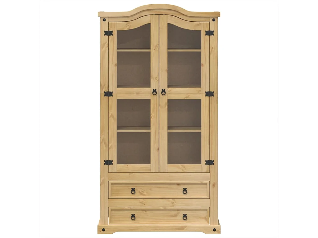 Armario con vitrina Corona madera maciza pino 99x43x187 cm
