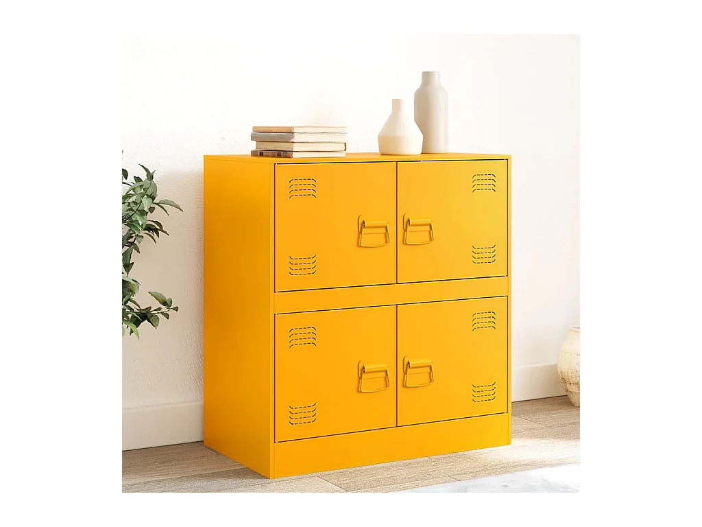 Aparador 67x39x73 cm aço amarelo mostarda