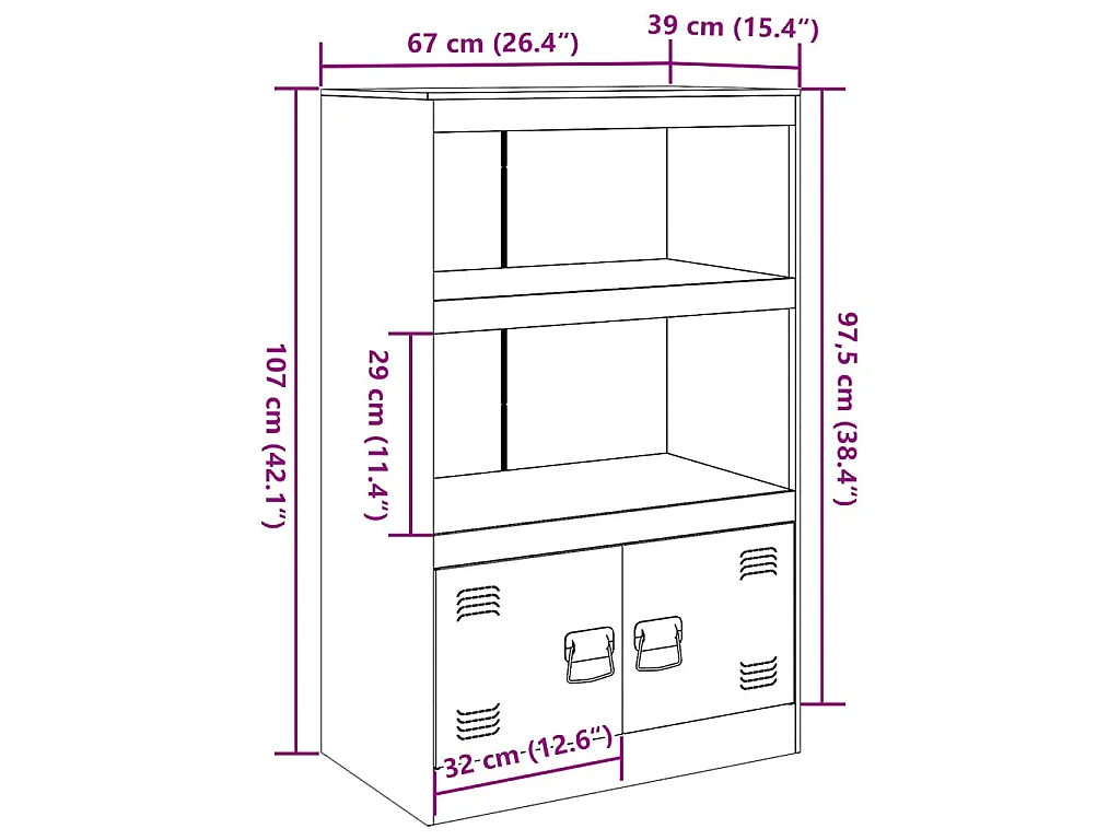 Sideboard Weiß 67x39x107 cm Stahl