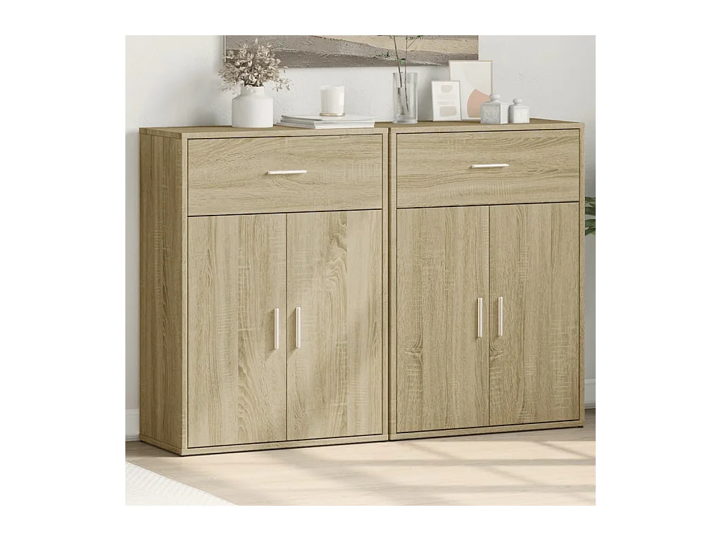 Buffets 2 pcs chêne sonoma 60x30x84 cm bois d'ingénierie