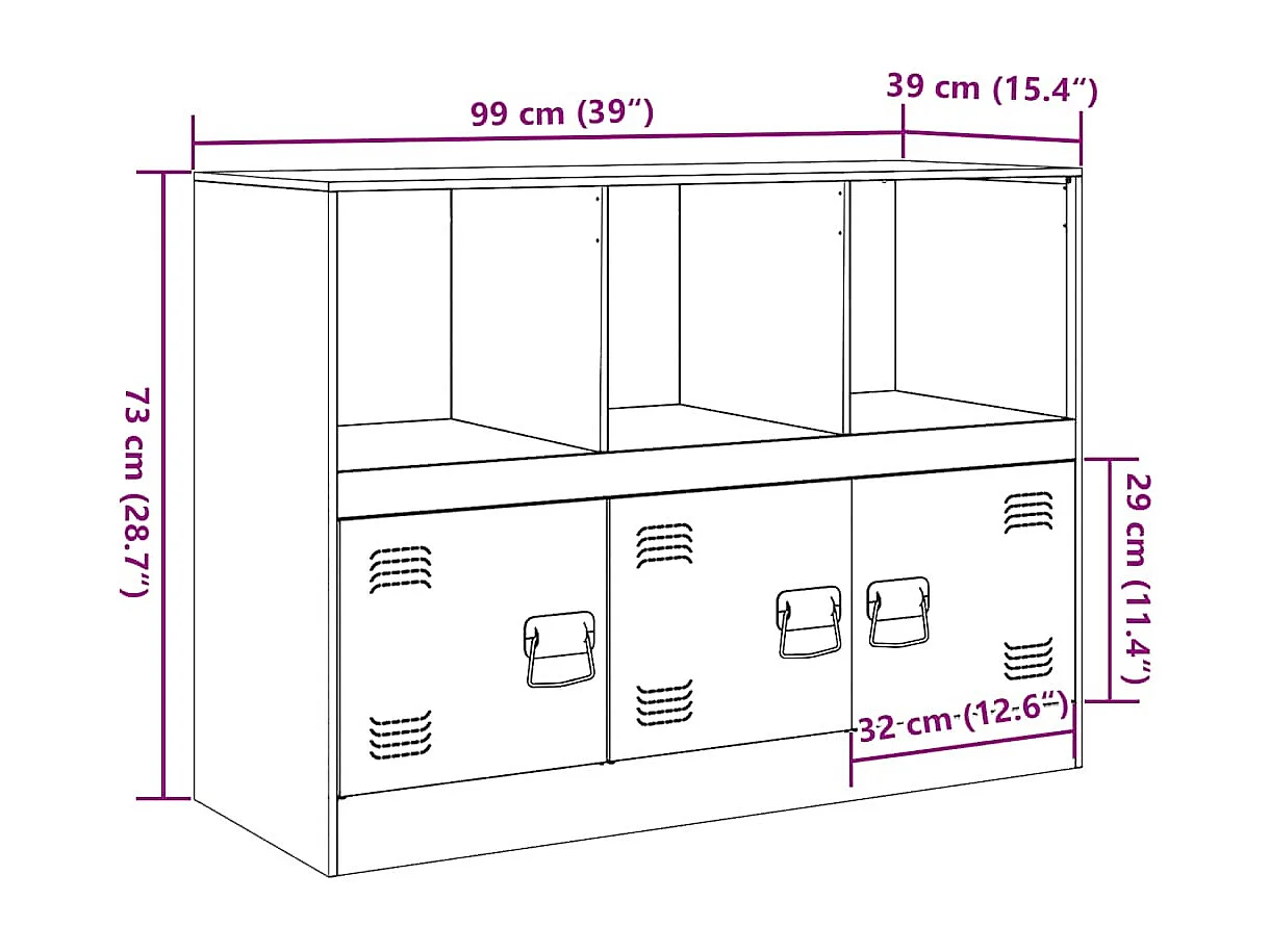 Buffet anthracite 99x39x73 cm acier