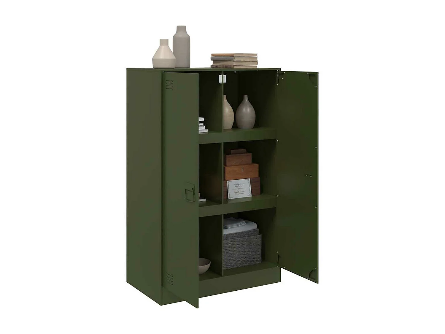 Buffet vert olive 67x39x107 cm acier