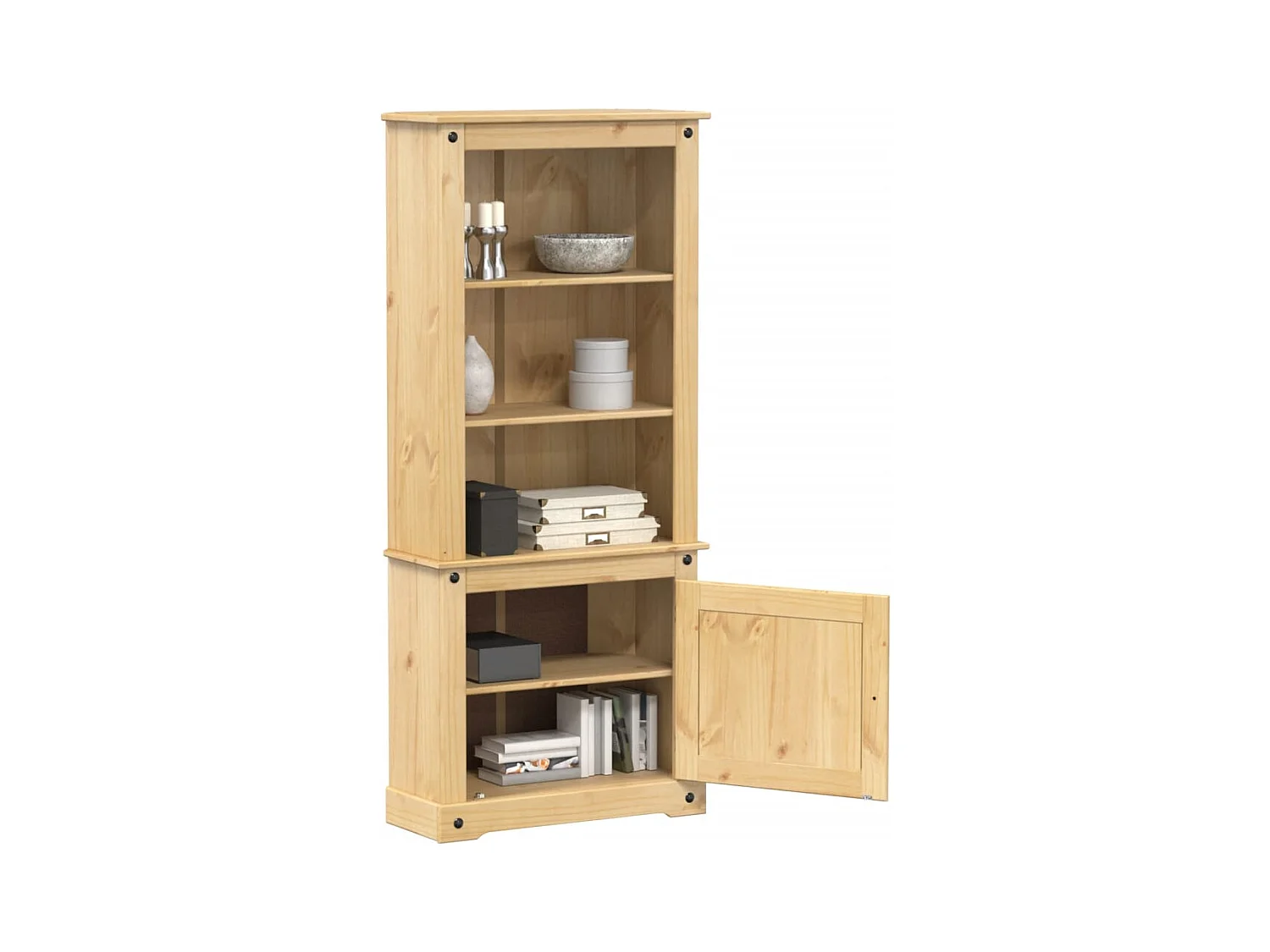 Buffet haut Corona 74x38x170 cm bois de pin massif
