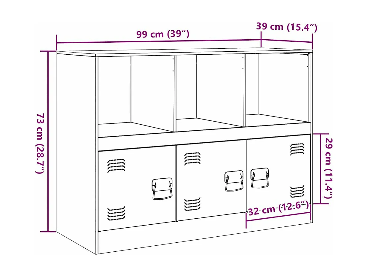 Buffet vert olive 99x39x73 cm acier