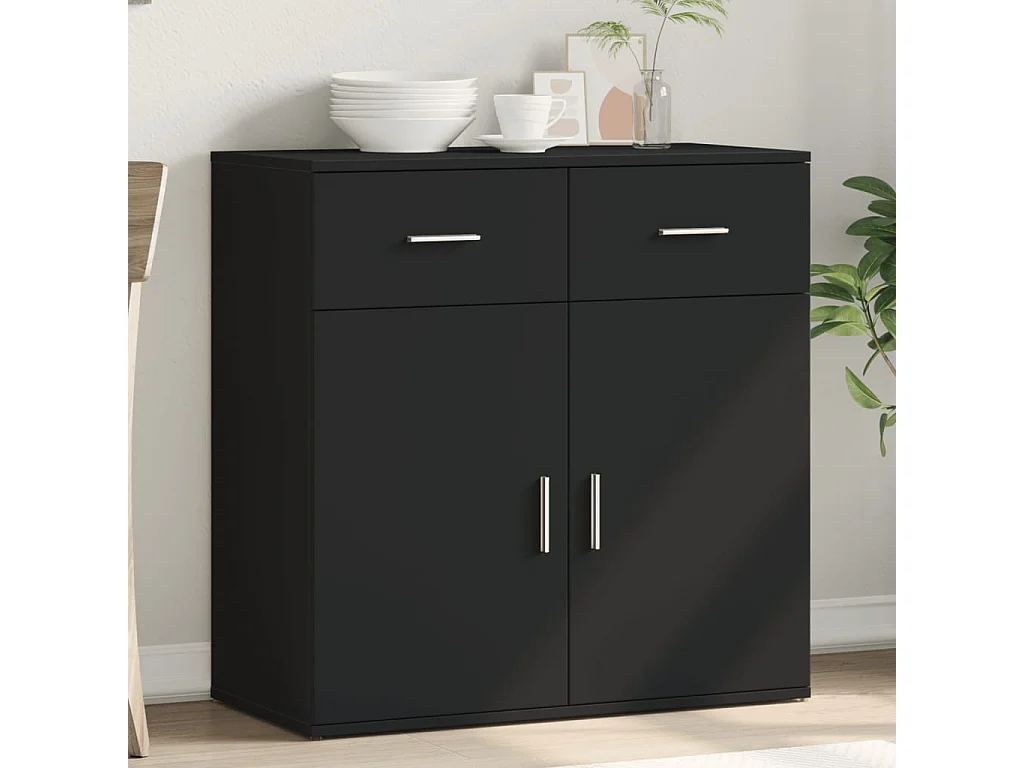 Credenza Nera 79x38x80 cm in Legno Multistrato