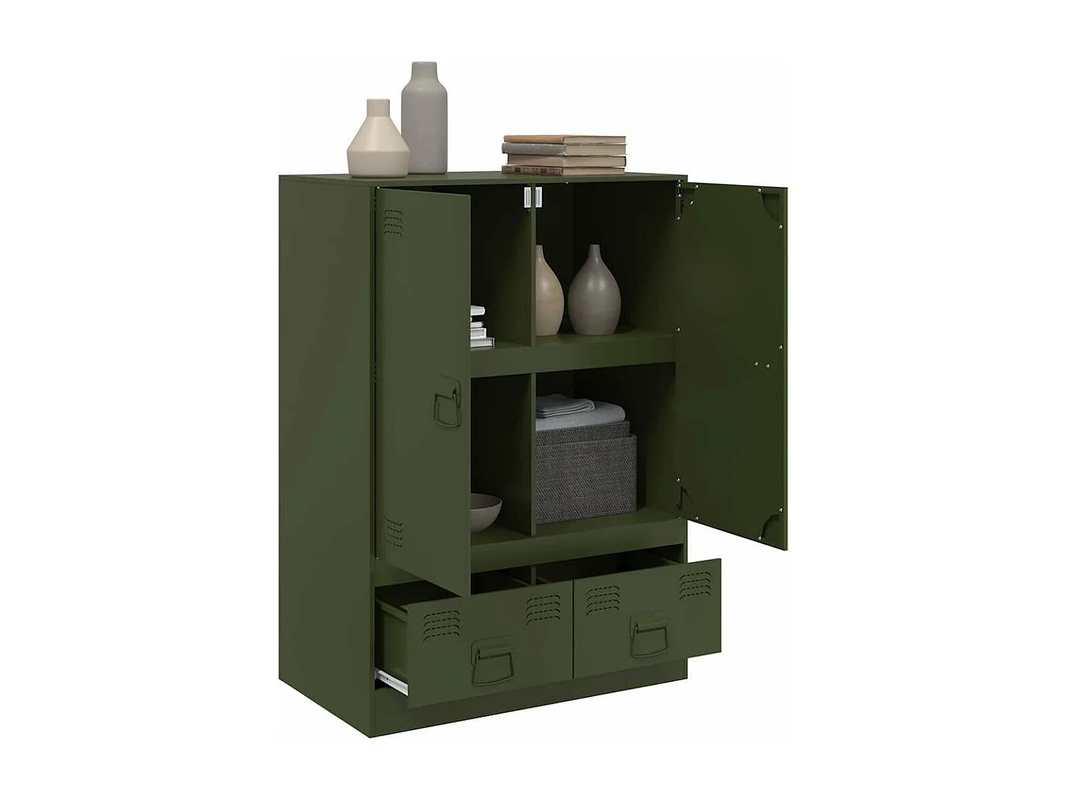 Credenza Verde Oliva 67x39x95 cm in Acciaio