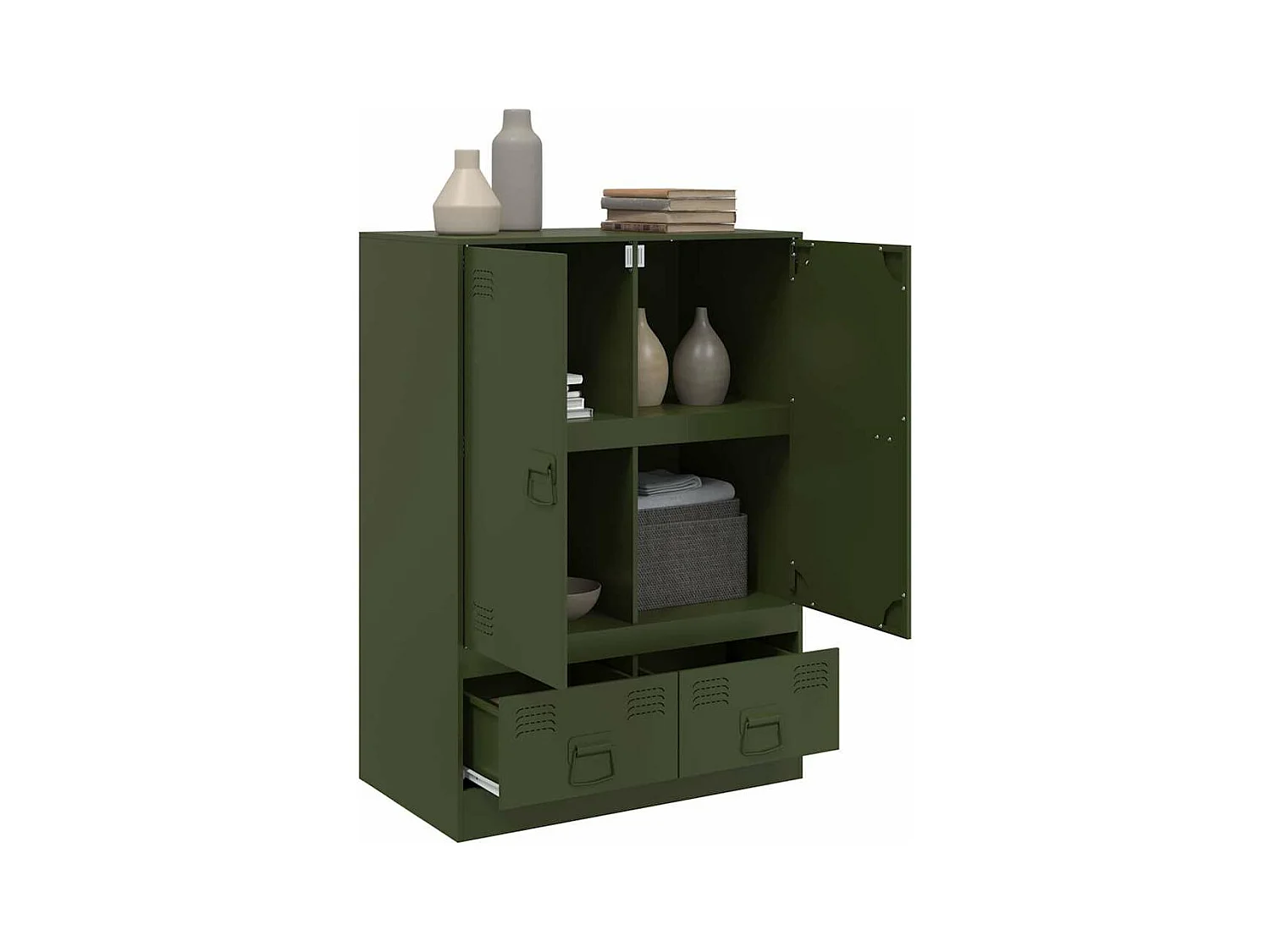 Highboard Olivgrün 67x39x95 cm Stahl