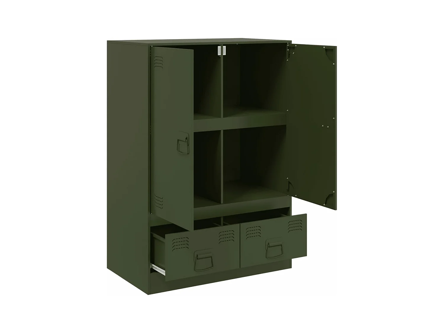 Highboard Olivgrün 67x39x95 cm Stahl