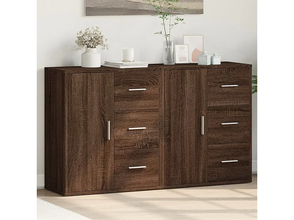 Buffets 2 pcs chêne marron 60x31x70 cm bois d'ingénierie