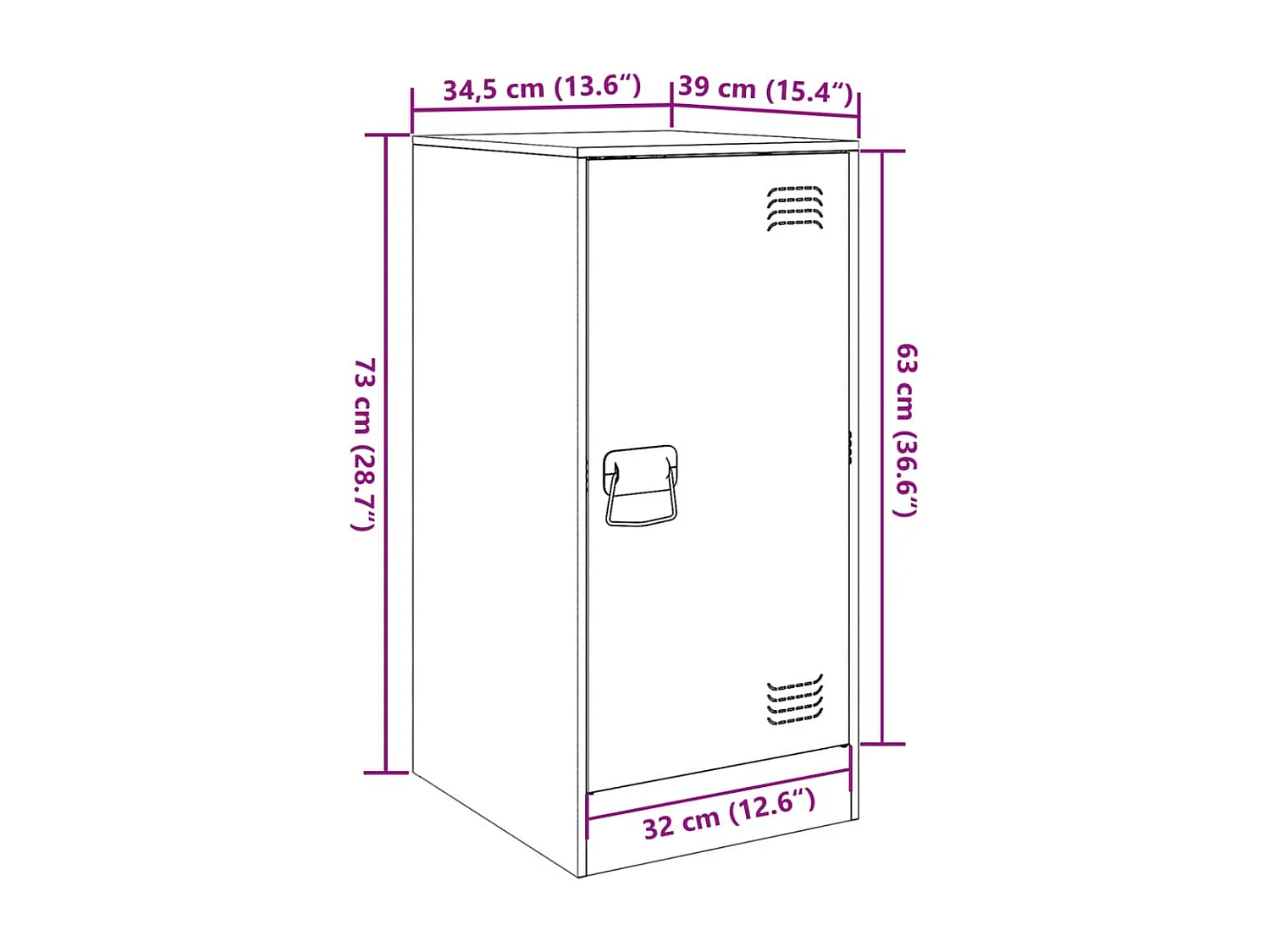 Dressoir 34,5x39x73 cm staal antracietkleurig