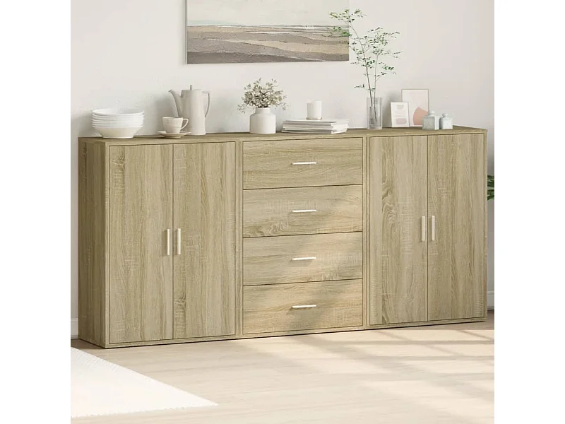 Dressoirs 3 st 60x31x84 cm bewerkt hout sonoma eikenkleurig