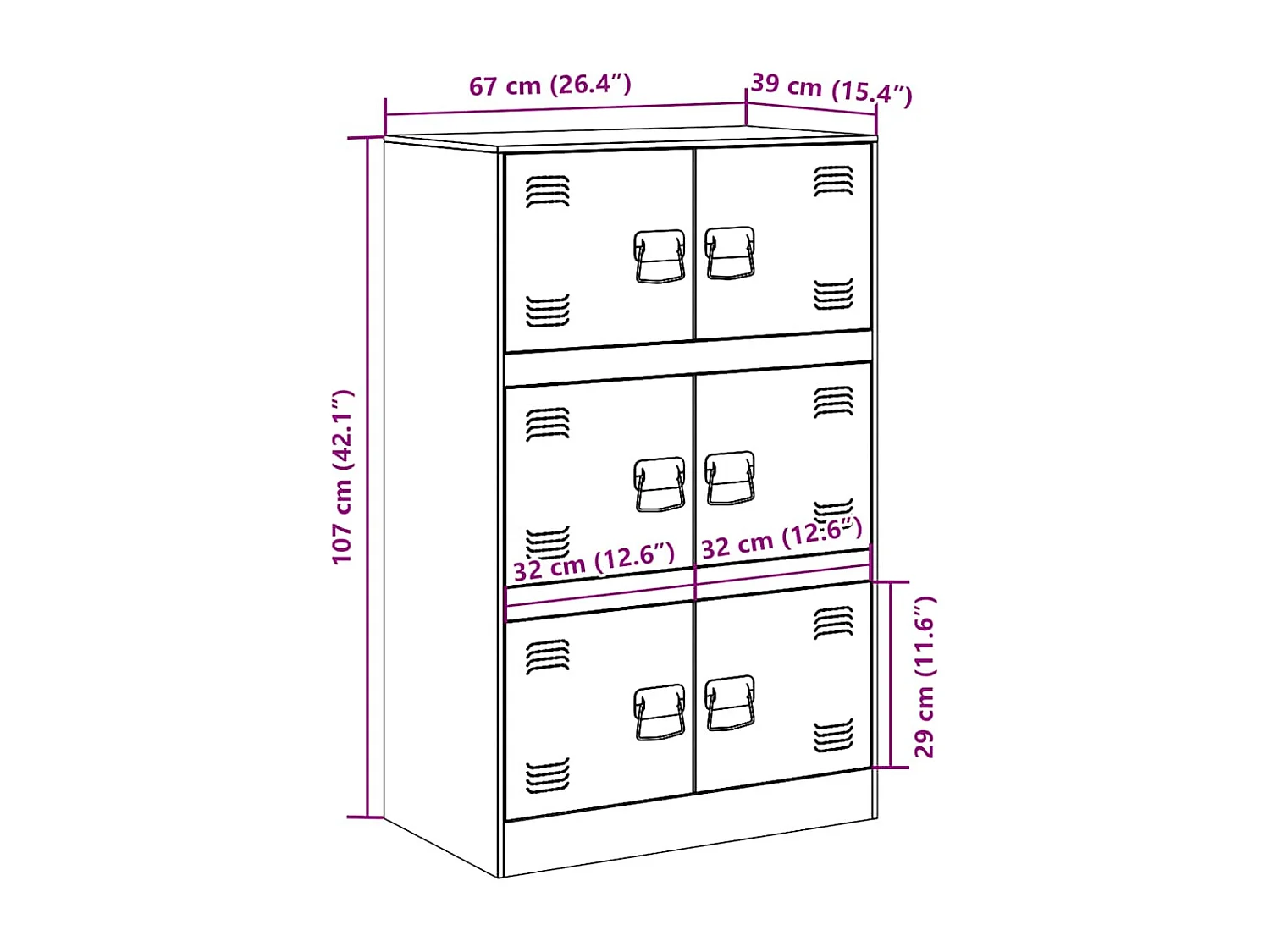 Dressoir 67x39x107 cm staal zwart