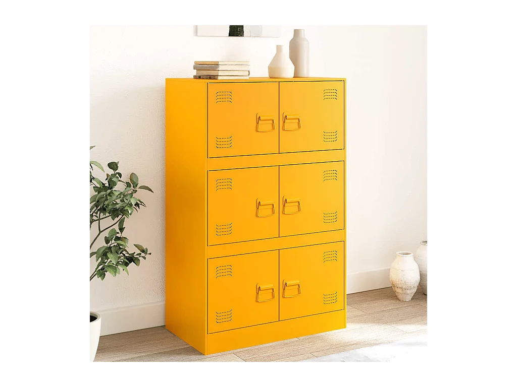 Credenza Giallo Senape 67x39x107 cm in Acciaio