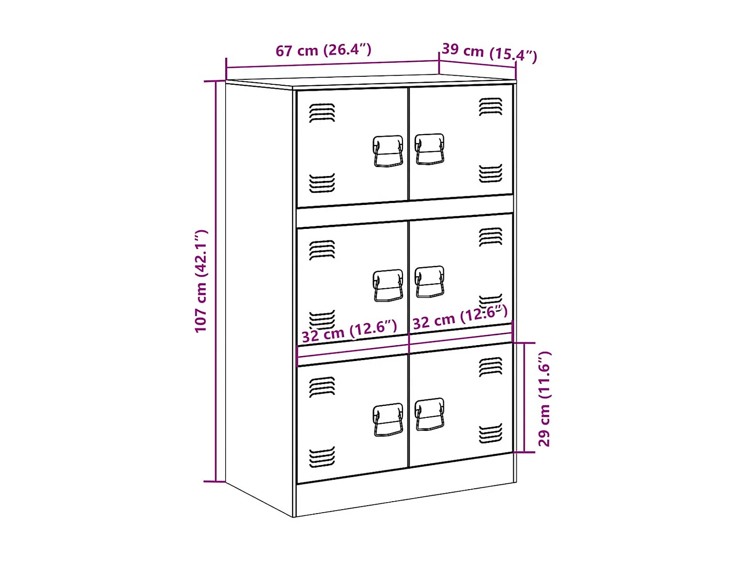 Buffet jaune moutarde 67x39x107 cm acier