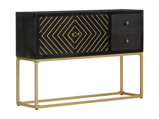 Kauf Unique Sideboard Schwarz und Golden 110x30x75 cm Massivholz Mango