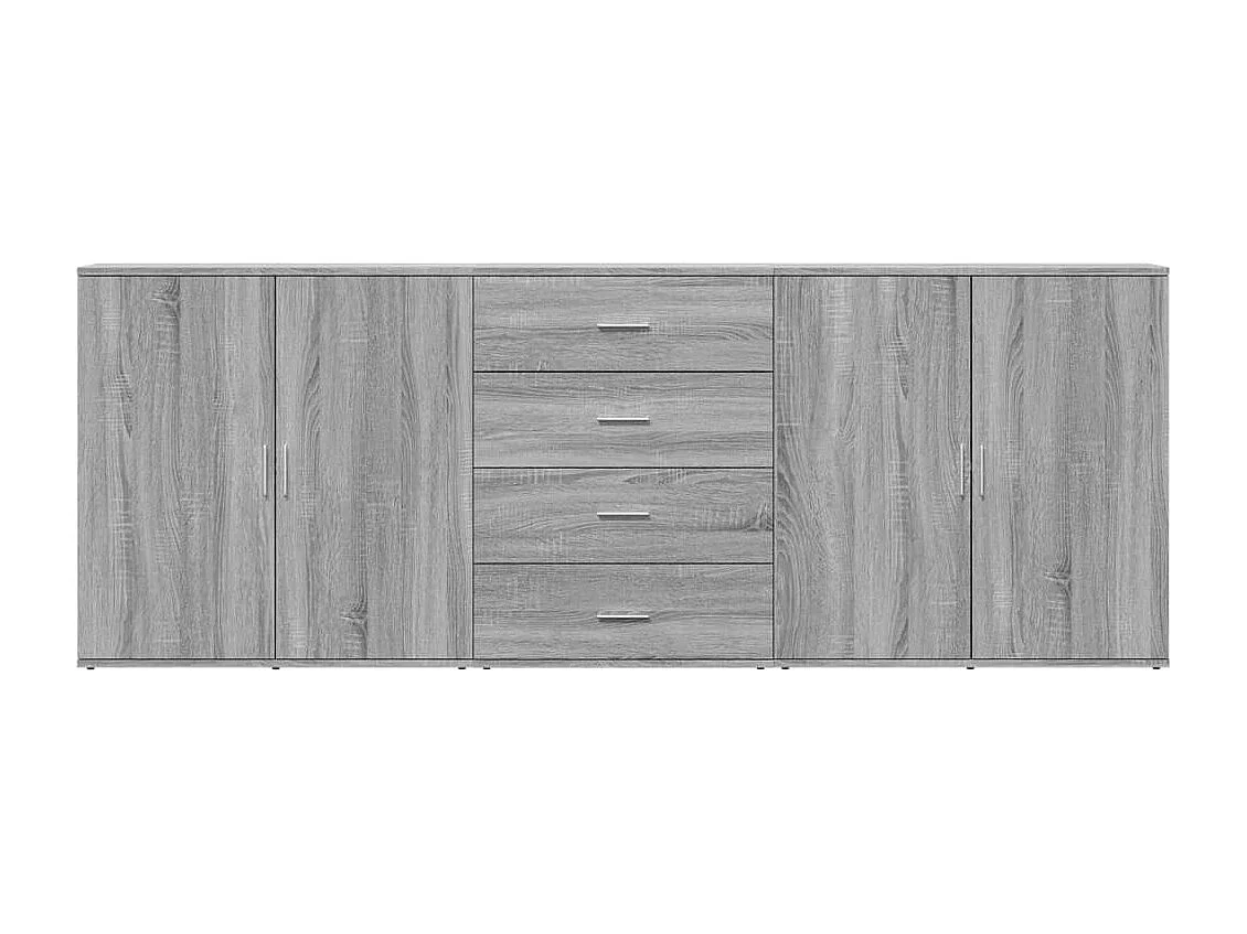 Buffets 3 pcs Sonoma gris Bois d'ingénierie