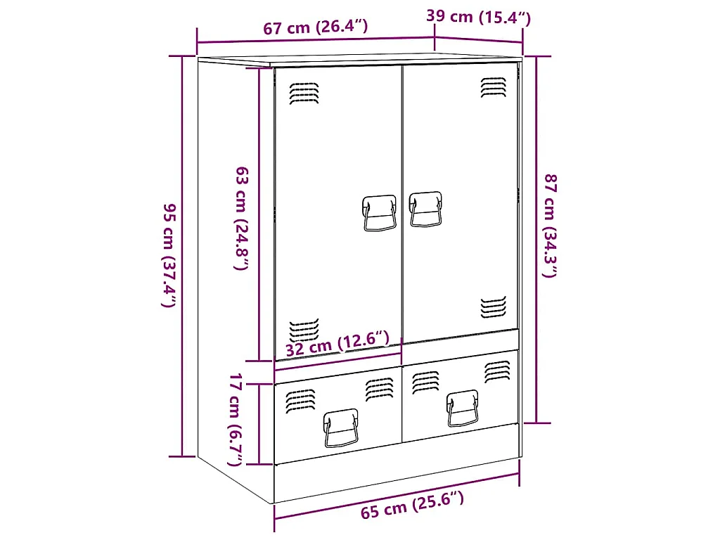 Credenza Rosa 67x39x95 cm in Acciaio