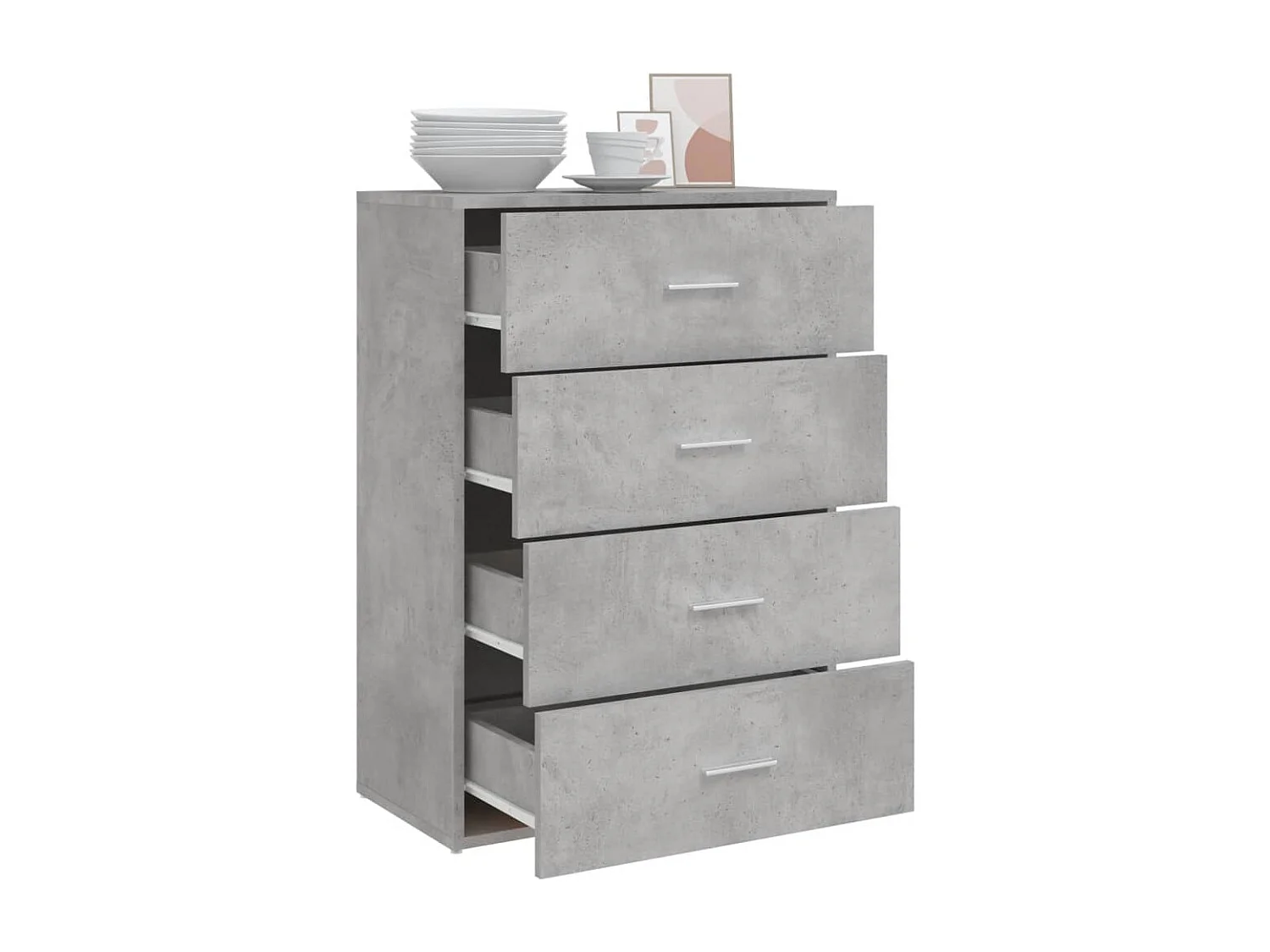 Credenza Grigio Cemento 60x31x84 cm in Legno Multistrato