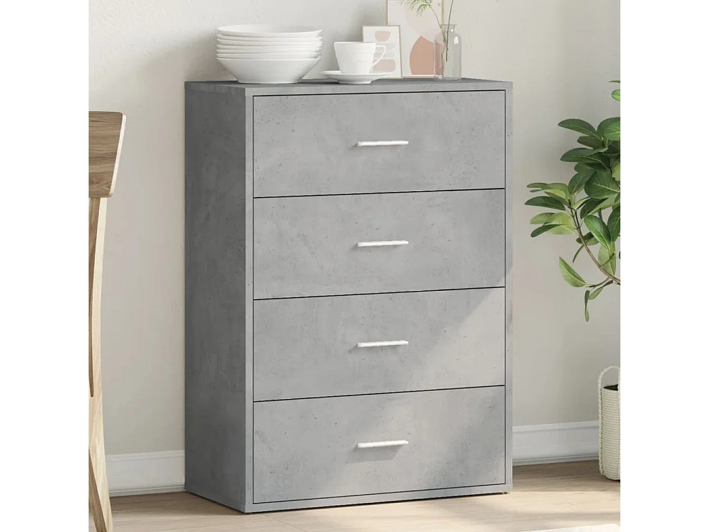 Buffet gris béton 60x31x84 cm bois d'ingénierie