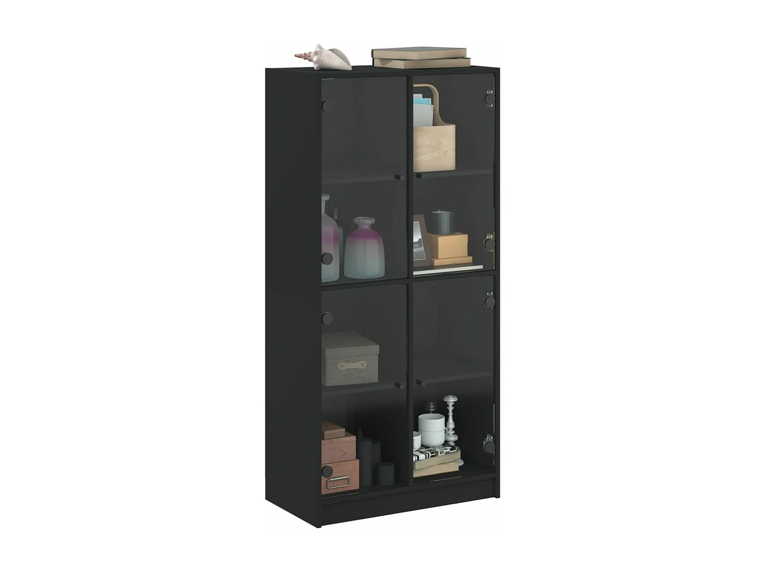 Hoge kast met deuren 68x37x142 cm bewerkt hout zwart