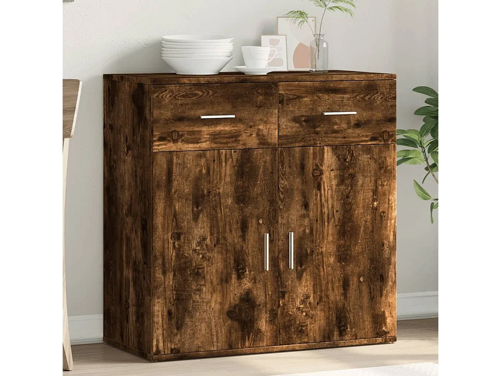 Buffet chêne fumé 79x38x80 cm bois d'ingénierie