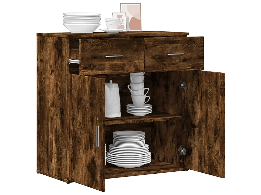Buffet chêne fumé 79x38x80 cm bois d'ingénierie