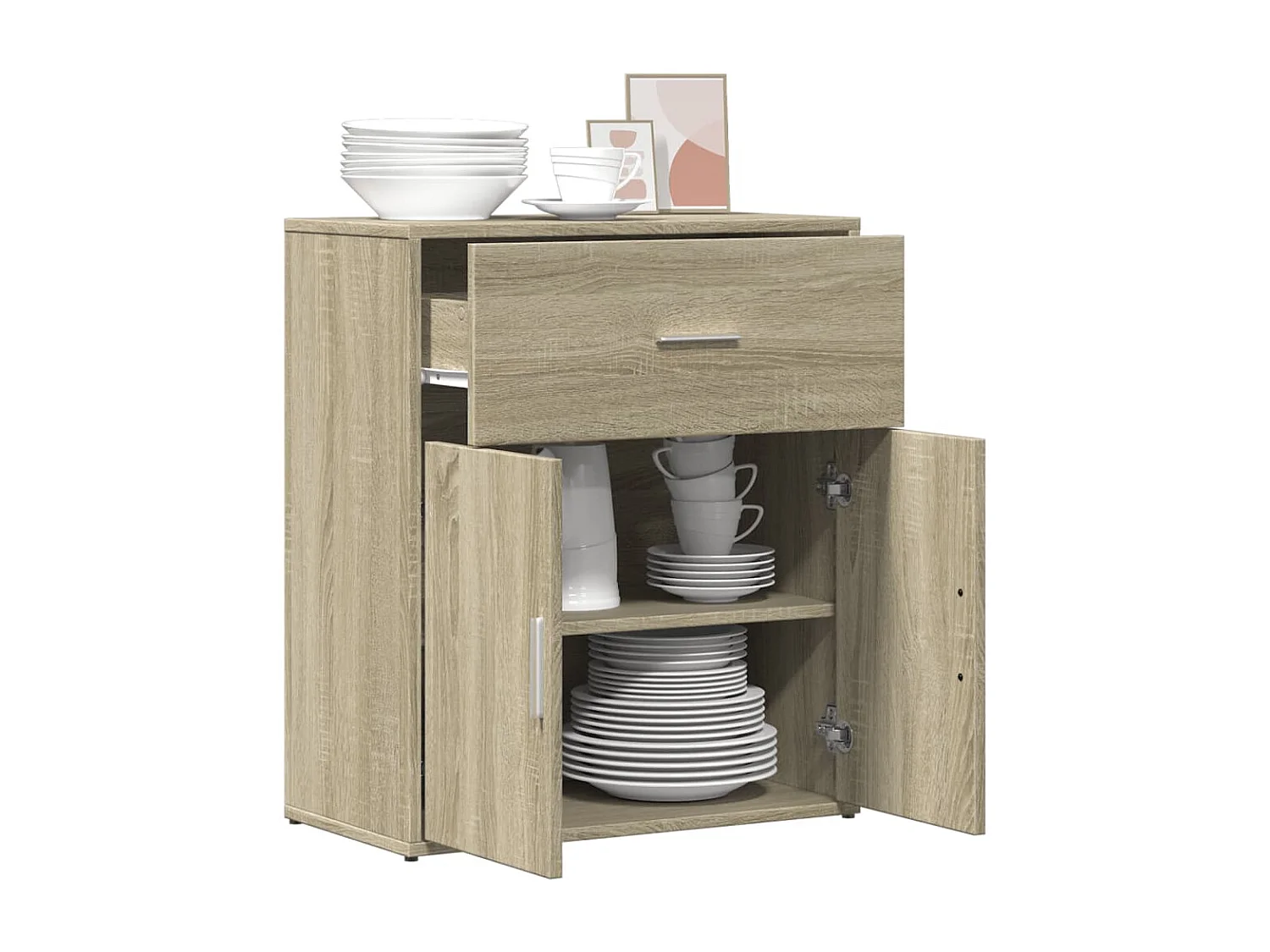 Dressoir 60x31x70 cm bewerkt hout sonoma eikenkleurig