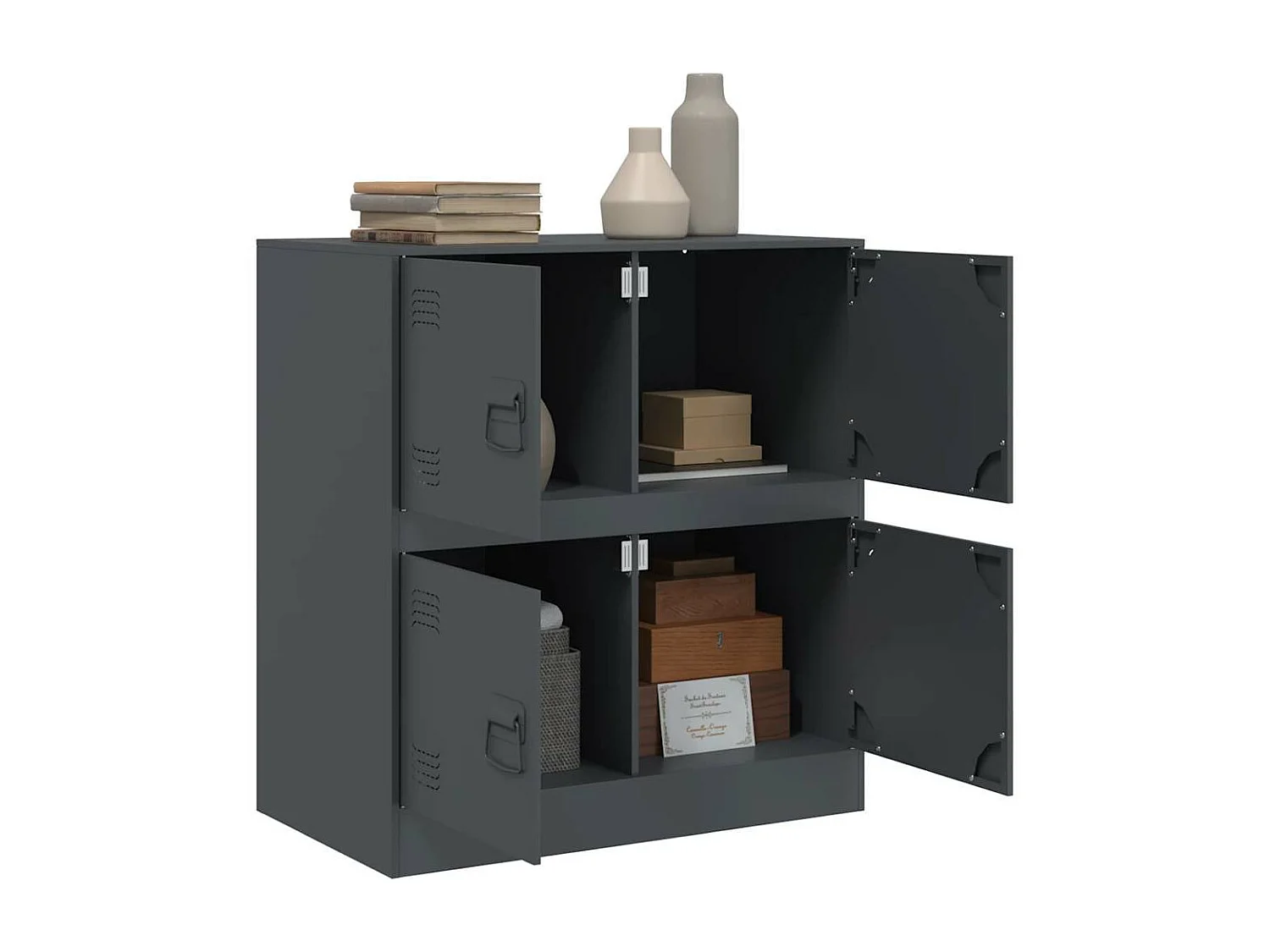 Dressoir 67x39x73 cm staal antracietkleurig