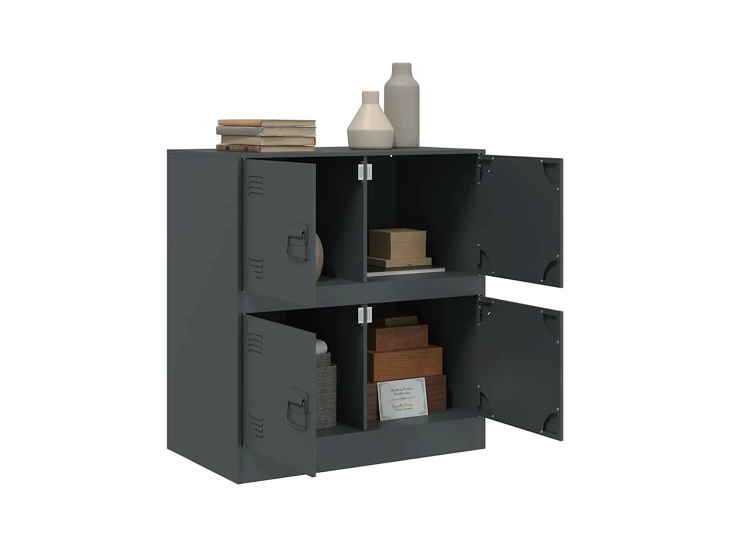 Dressoir 67x39x73 cm staal antracietkleurig