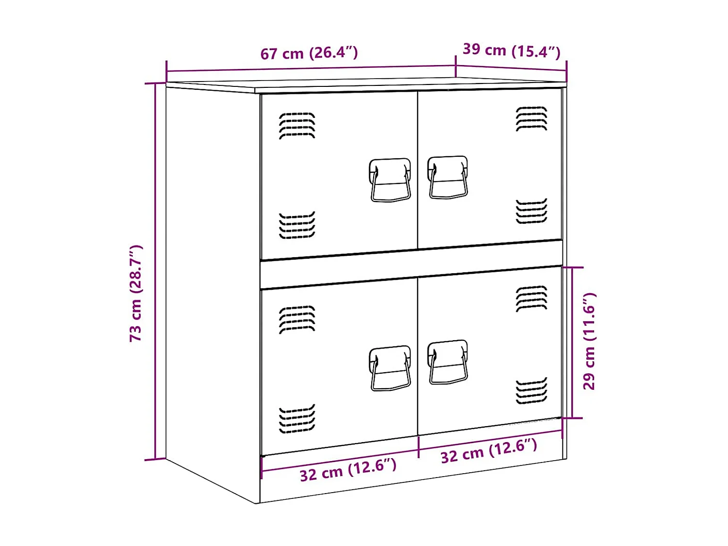 Buffet anthracite 67x39x73 cm acier