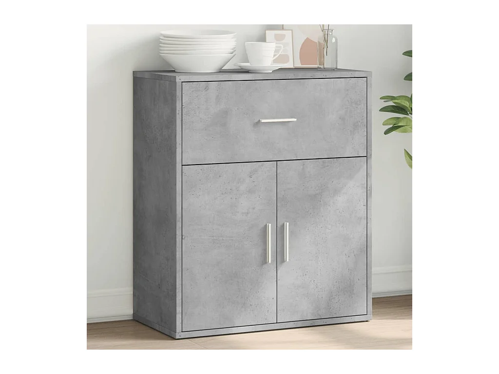Buffet gris béton 60x31x70 cm bois d'ingénierie