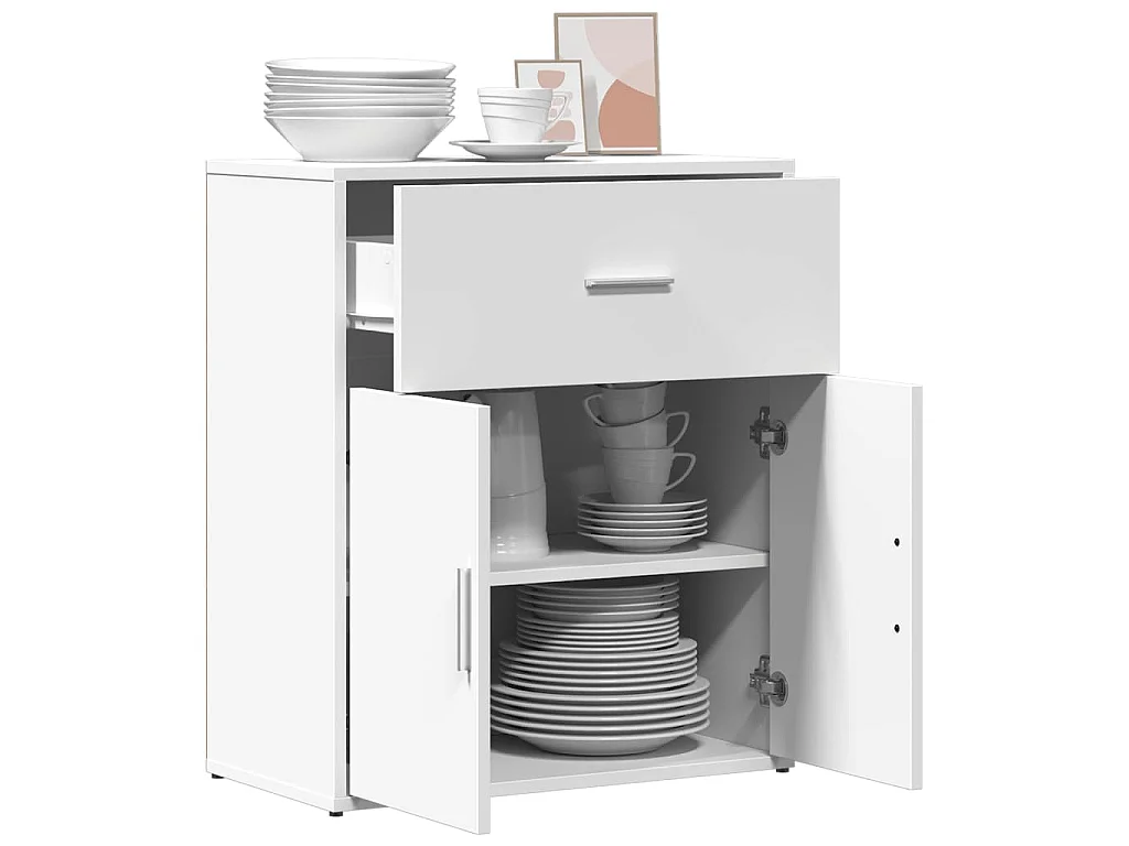 Buffet blanc 60x31x70 cm bois d'ingénierie