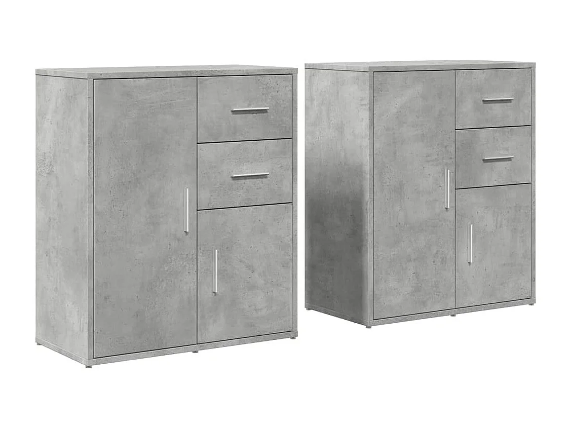 Buffets 2 pcs gris béton 60x31x70 cm bois d'ingénierie