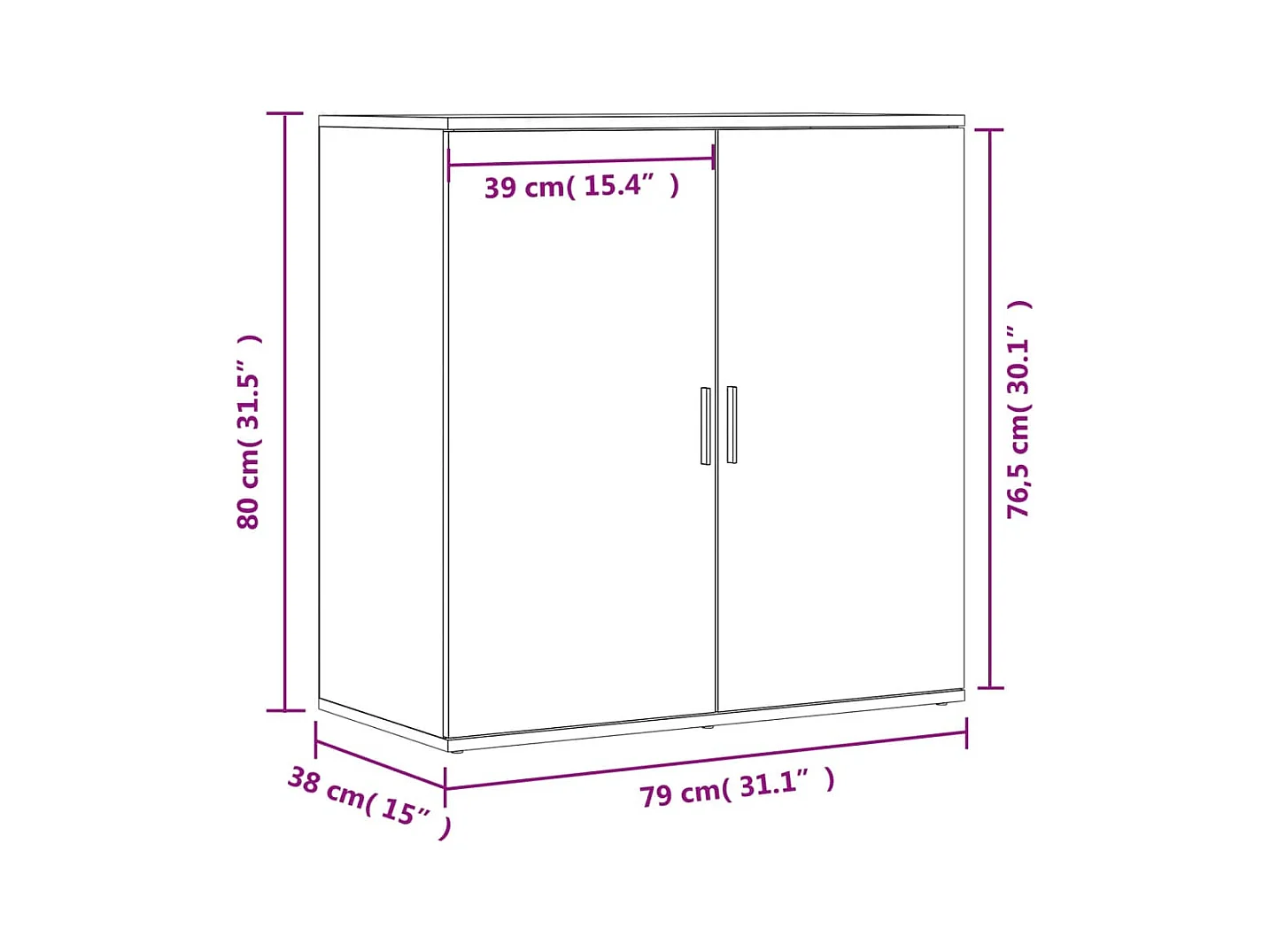 Dressoir 79x38x80 cm bewerkt hout gerookt eikenkleurig