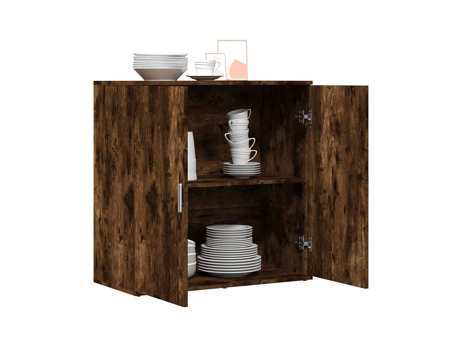 Dressoir 79x38x80 cm bewerkt hout gerookt eikenkleurig